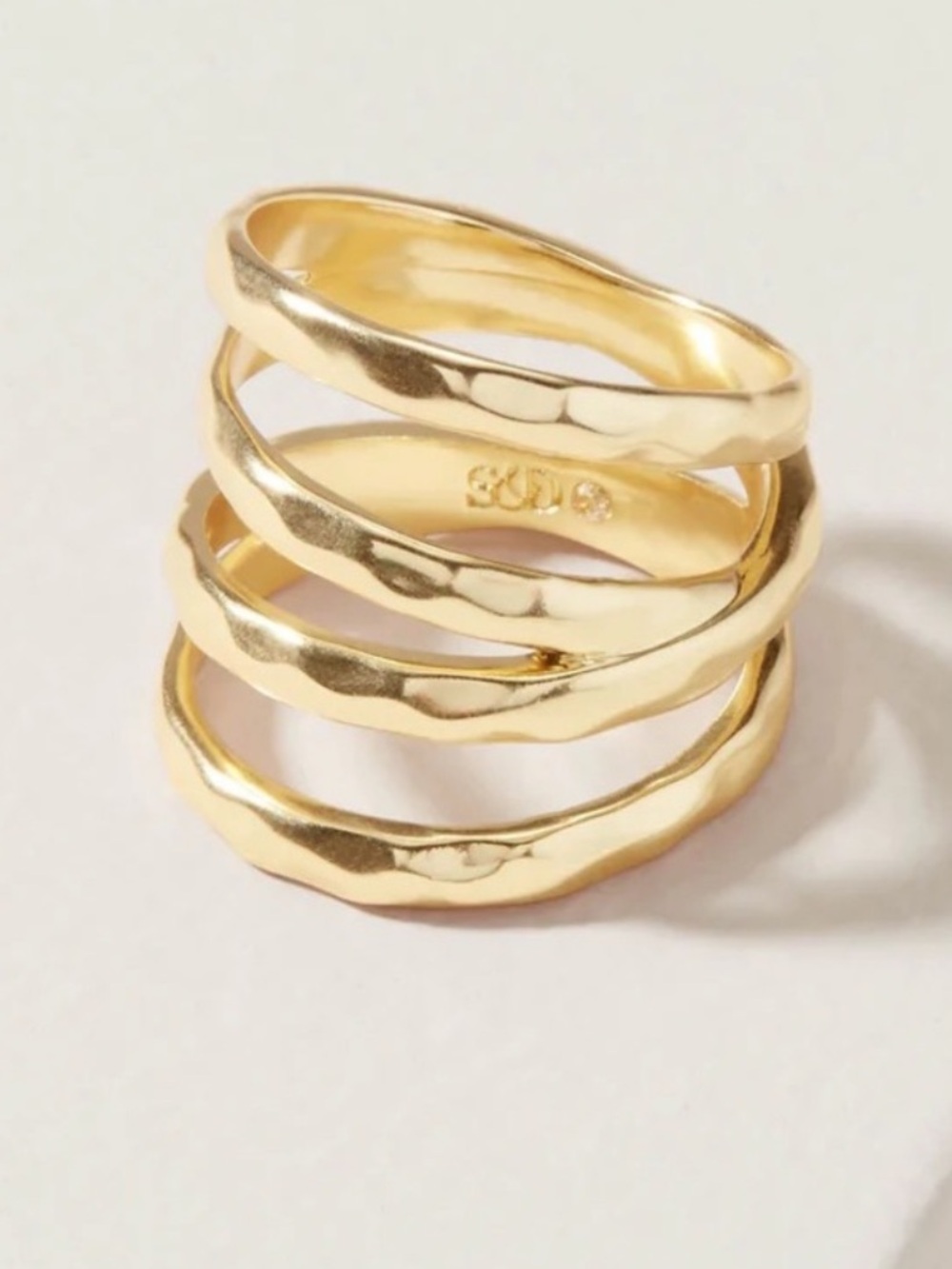 NIB Stella & Dot Essential Hammered Ring - Gold, Size 8